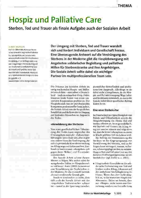 Vorschauseite 1: Hospiz und Palliative Care