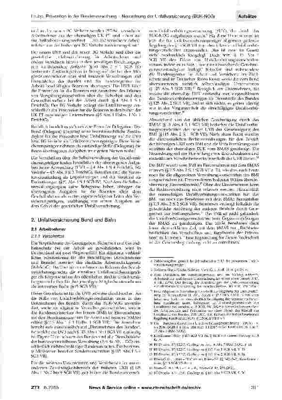 Vorschauseite 2: Prävention in der Bundesverwaltung - Neuordnung der Unfallversicherung (BUK-NOG)