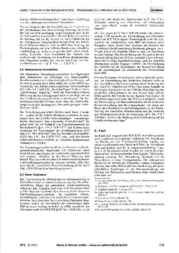 Vorschauseite 6: Prävention in der Bundesverwaltung - Neuordnung der Unfallversicherung (BUK-NOG)