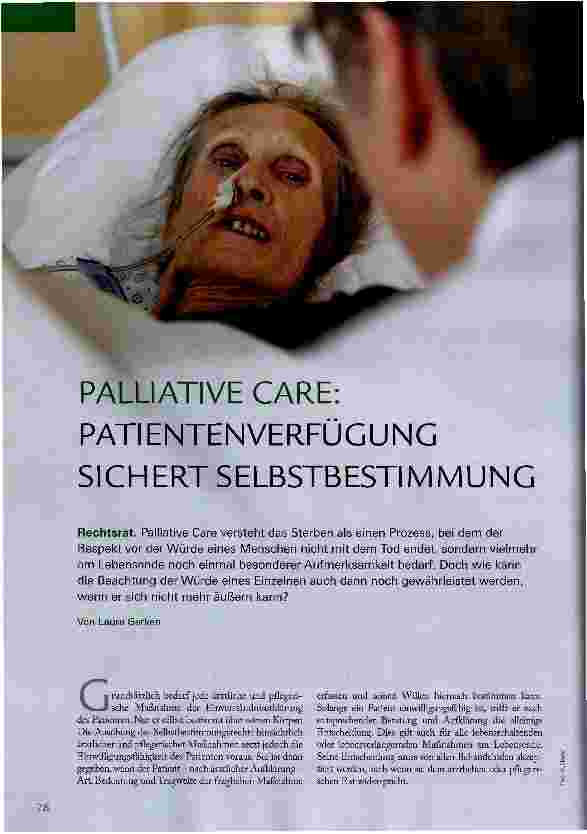 Vorschauseite 1: PALLIATIVE CARE: PATIENTENVERFÜGUNG SICHERT SELBSTBESTIMMUNG