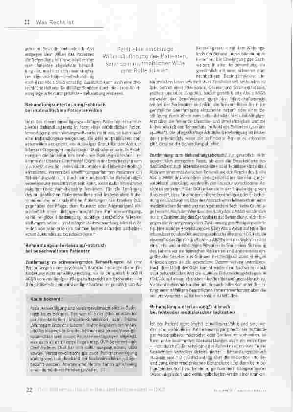 Vorschauseite 2: Behandlungsabbruch beim einwilligungsunfähigen Patienten