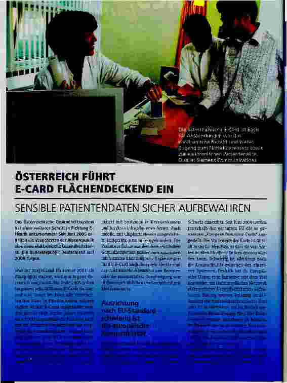 Vorschauseite 1: ÖSTERREICH FÜHRTE-CARD FLÄCHENDECKEND EINSENSIBLE PATIENTENDATEN SICHER AUFBEWAHREN