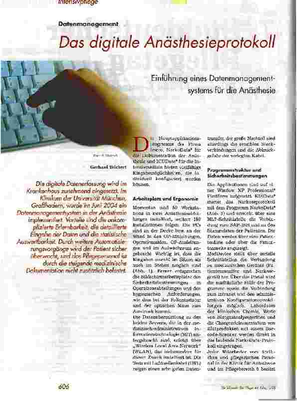 Vorschauseite 1: Dos digitale Anästhesieprotokoll