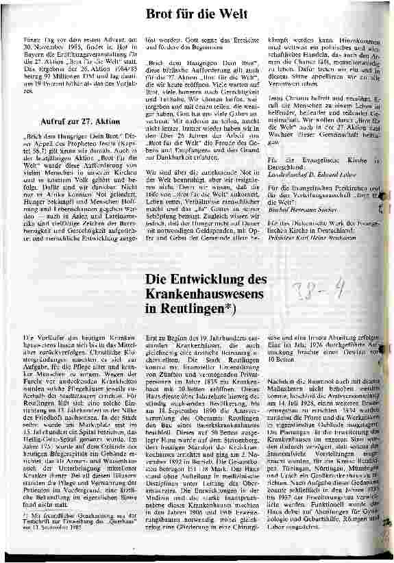 Vorschauseite 1: Die Entwicklung des Krankenhauswesens in Reutlingen