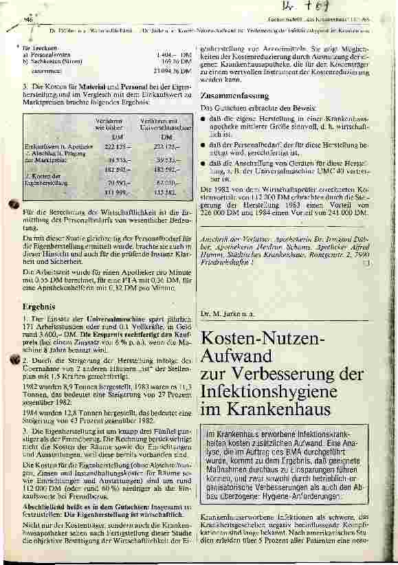 Vorschauseite 1: Kosten- Nutzen- Aufwand zur Verbesserung der Infektionshygiene im Krankenhaus