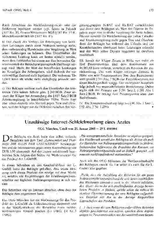 Vorschauseite 4: Rückabwicklung - Vergütung aus einem erschlichenen Arbeitsverhältnis als Arzt