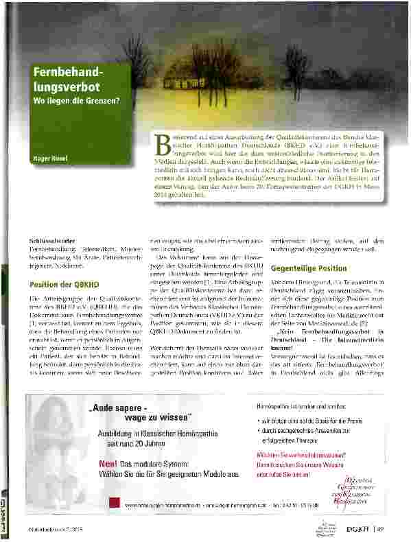 Vorschauseite 1: Fernbehandlungsverbot Wo liegen die Grenzen?