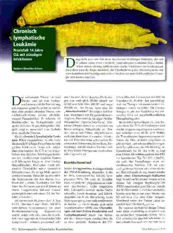 Vorschauseite 1: Chronisch lymphatische Leukämie Praxisfall: 14 Jahre