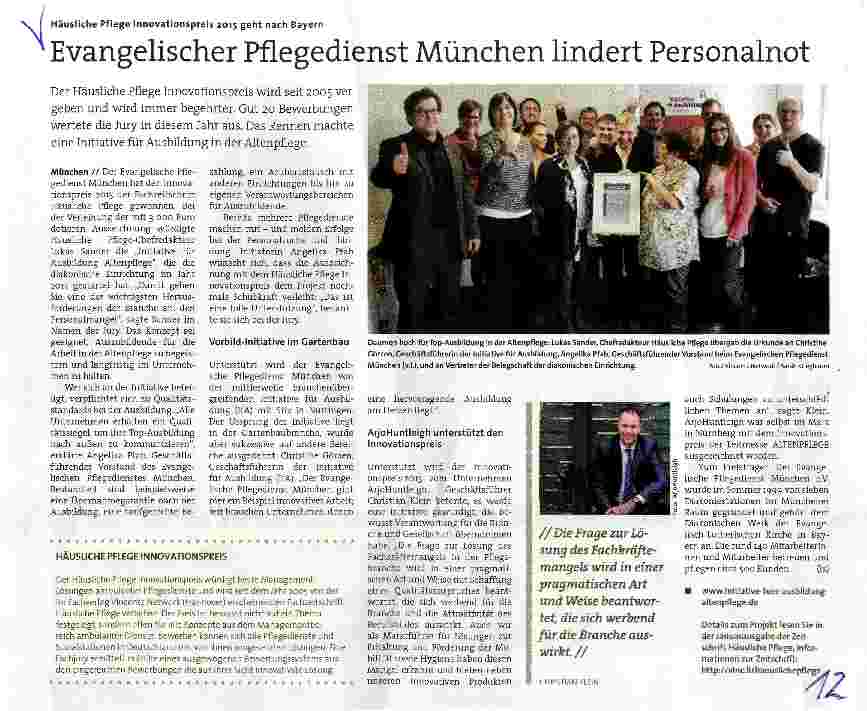 Vorschauseite 1: Evangelischer Pflegedienst München lindert Personalnot