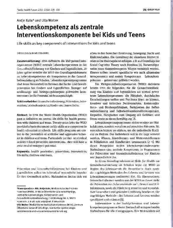 Vorschauseite 1: Lebenskompetenz als zentrale Interventionskomponente bei Kids und Teens