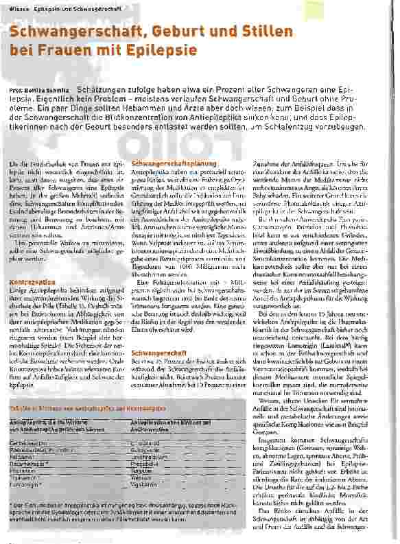 Vorschauseite 1: Schwangerschaft, Geburt und Stillen bei Frauen mit Epilepsie