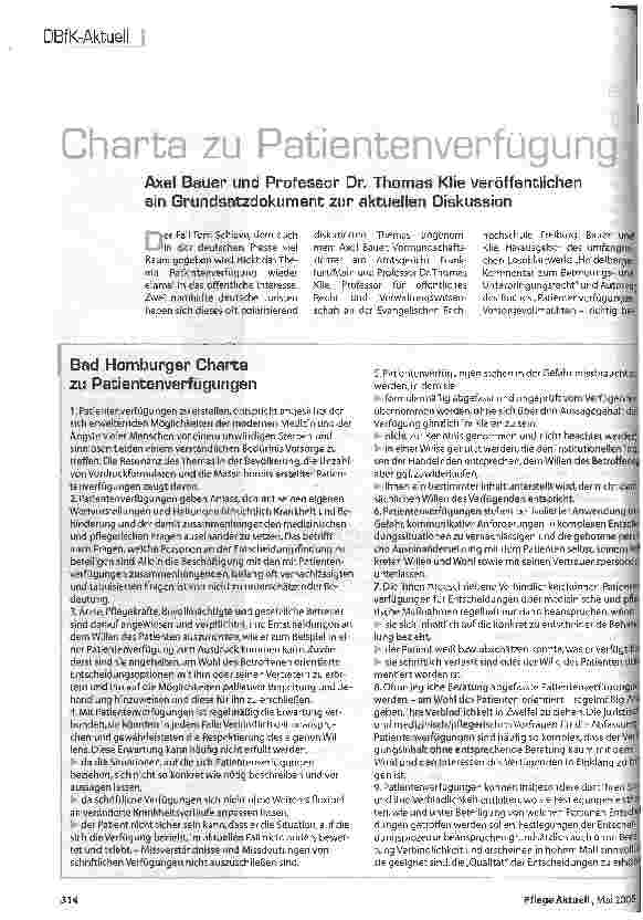 Vorschauseite 1: Charta zu Patientenverfügung