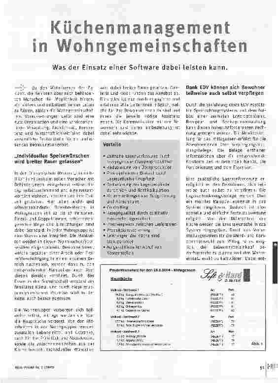 Vorschauseite 1: Küchenmanagement in WohngemeinschaftenWas der Einsatz einer Software dabei leisten kann.