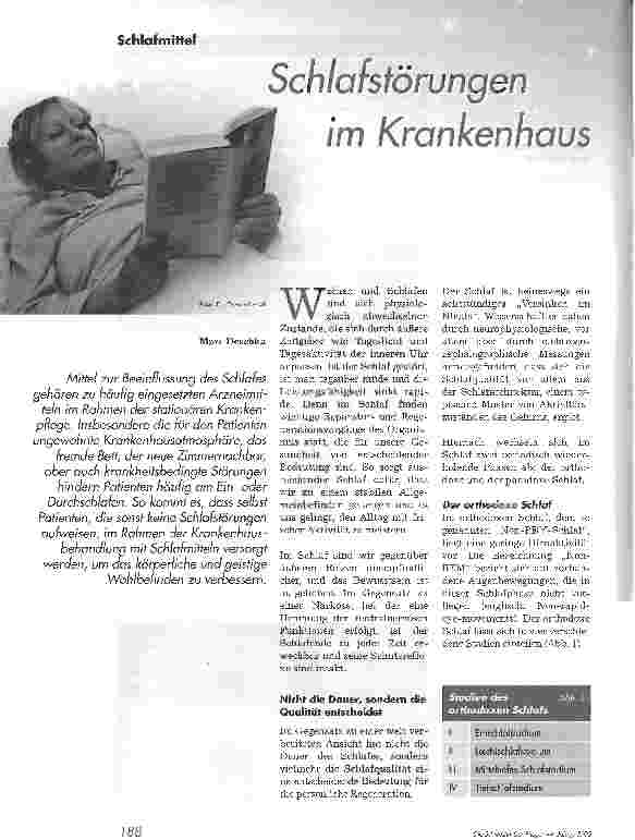Vorschauseite 1: Schlafstörungen im Krankenhaus. Schlafmittel