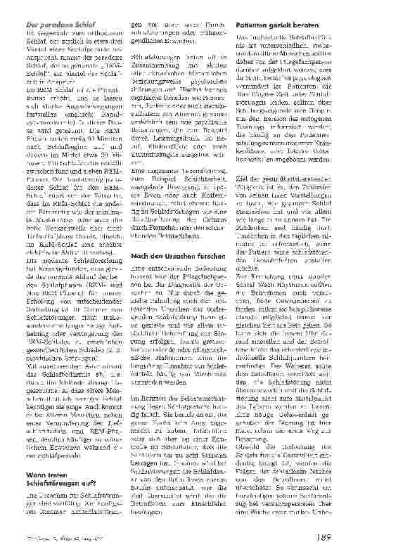 Vorschauseite 2: Schlafstörungen im Krankenhaus. Schlafmittel