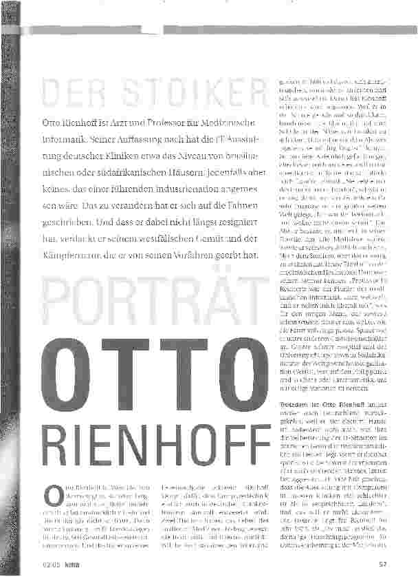 Vorschauseite 2: Der Stoiker. Porträt Otto Rienhoff