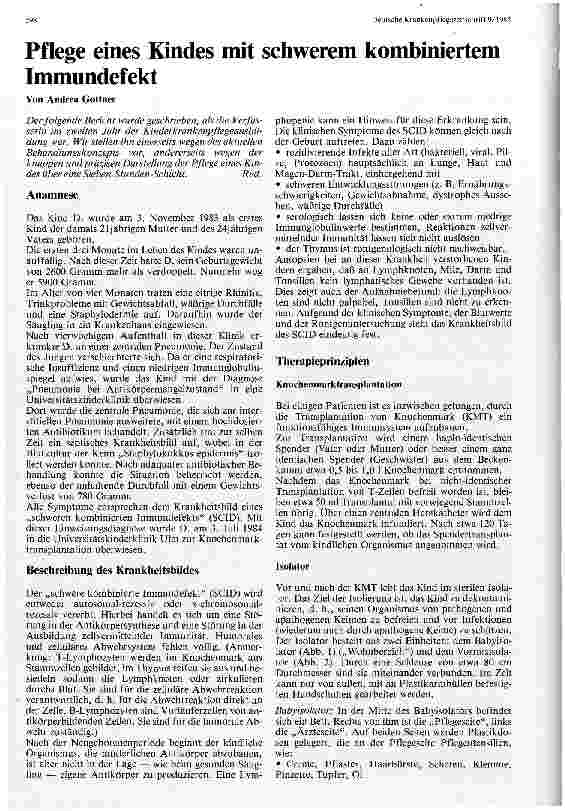 Vorschauseite 1: Pflege eines Kindes mit schwerem kombiniertem Immundefekt