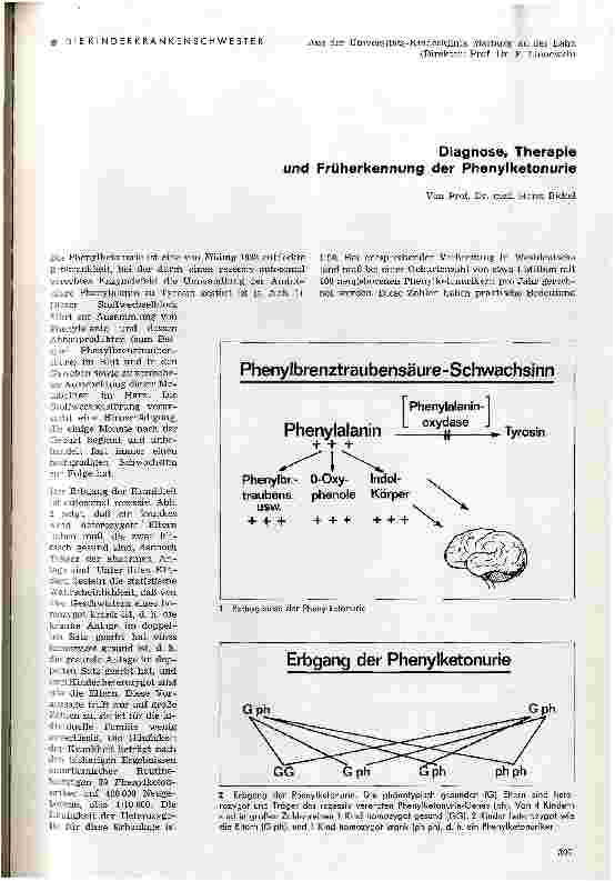 Vorschauseite 1: Diagnose, Therapie und Früherkennung der Phenylketonurie