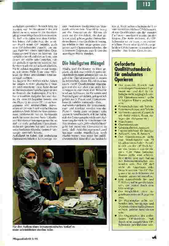 Vorschauseite 4: Arbeitsplatz OP - Traum oder Alptraum? Ambulantes Operieren