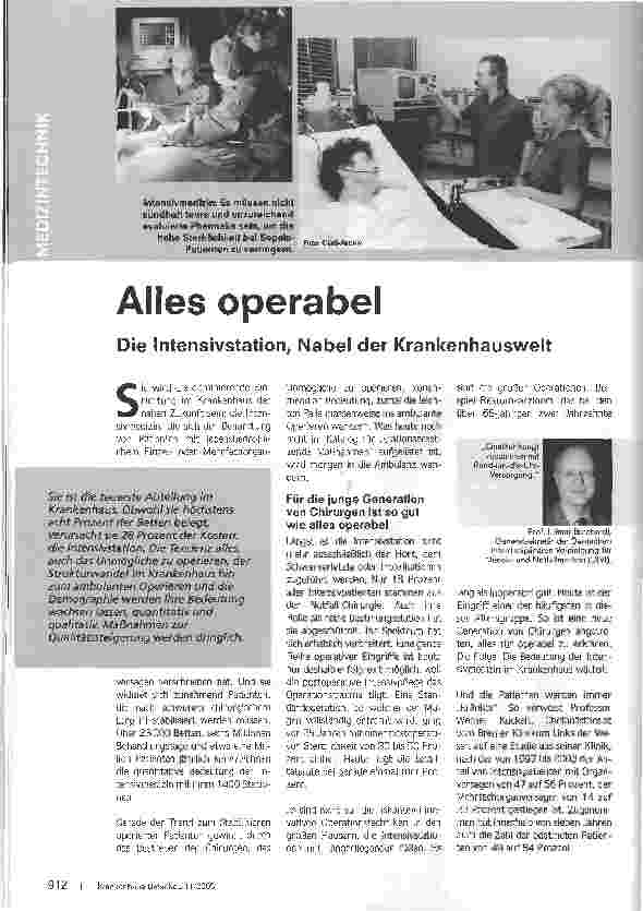 Vorschauseite 1: Alles operabelDie Intensivstation, Nabel der Krankenhauswelt