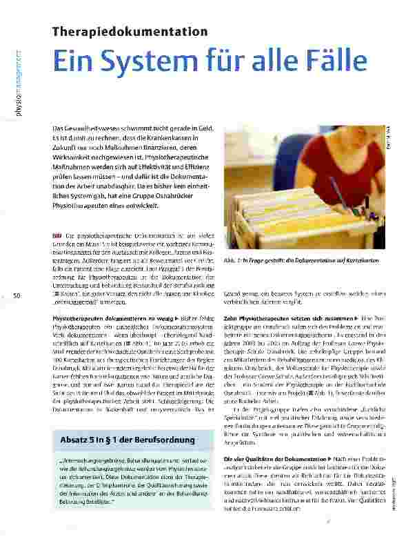 Vorschauseite 1: Therapiedokumentation Ein System für alle Fälle