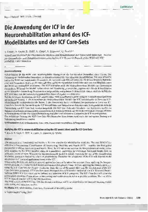 Vorschauseite 1: Die Anwendung der ICF in der Neurorehabilitation anhand des ICF-Modellblattes und der ICF Core-Sets