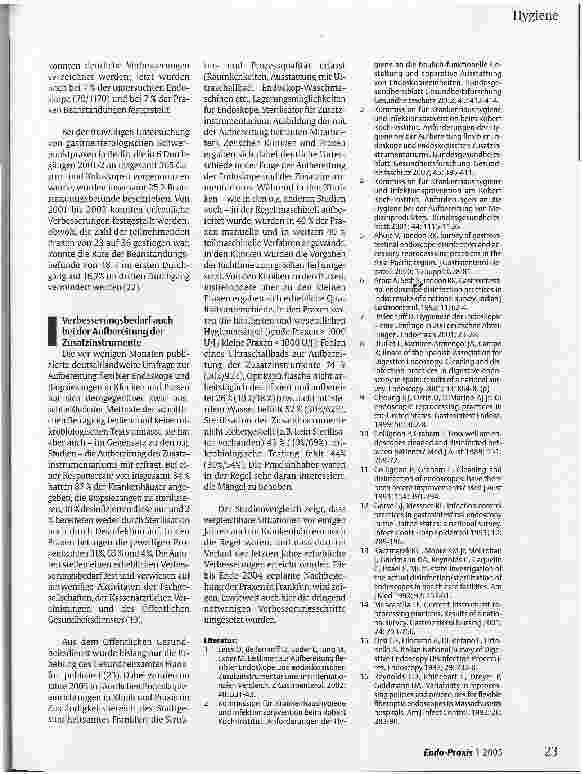 Vorschauseite 4: Hygjene beim Endoskopieren in Klinik und PraxisStudienvergleiche 1995-2003