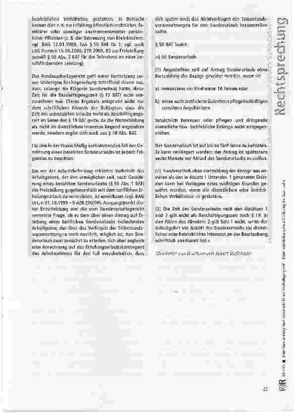 Vorschauseite 3: Keine Anerkennung eines Sonderurlaubs als Beschäftigungszeit -Kostenentscheidung nach Erledigung der Hauptsache