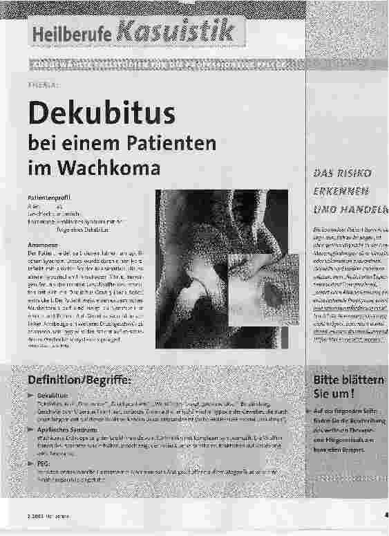Vorschauseite 1: Dekubitus bei einem Patienten im Wachkoma