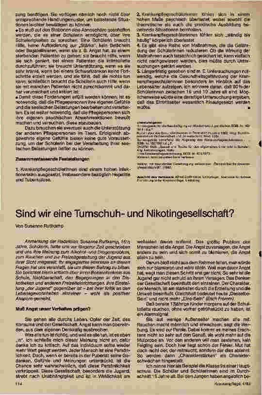 Vorschauseite 1: Sind wir eine Turnschuh und Nikotingesellschaft