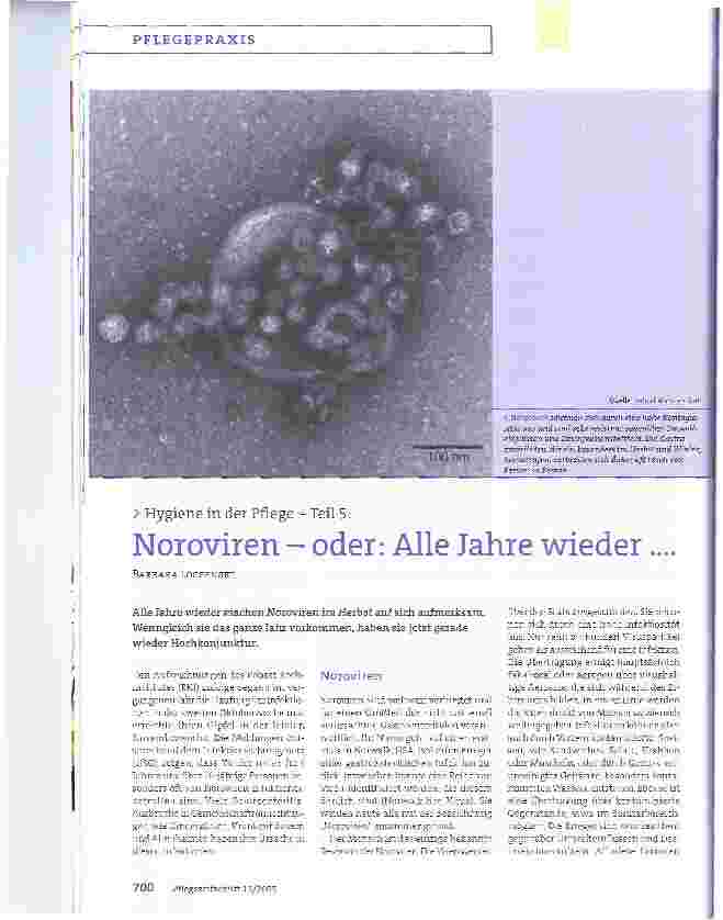 Vorschauseite 1: Hygiene in der Pflege - Teil 5: Noroviren - oder: Alle Jahre wieder. .