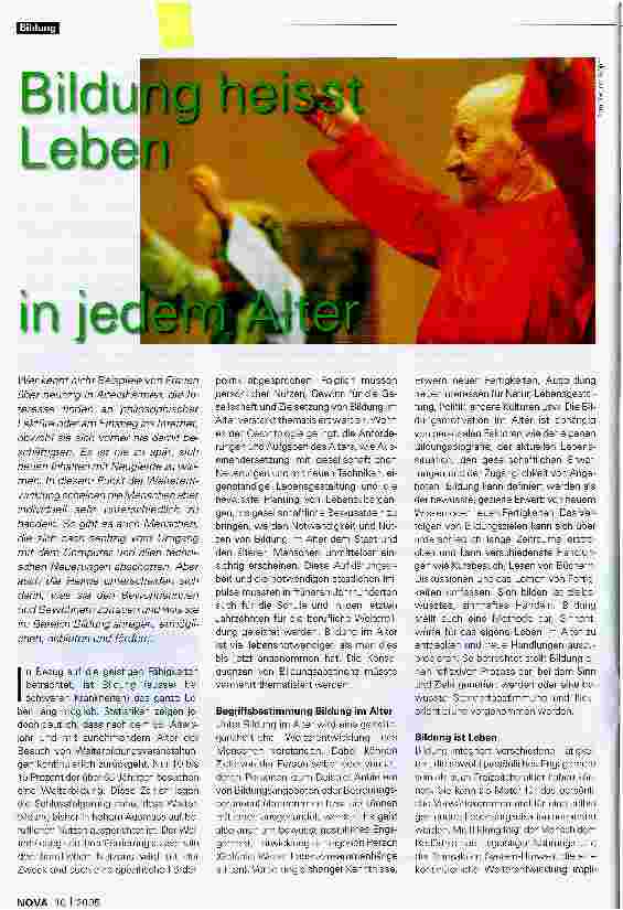 Vorschauseite 1: Bildung heißt Leben in jedem Alter