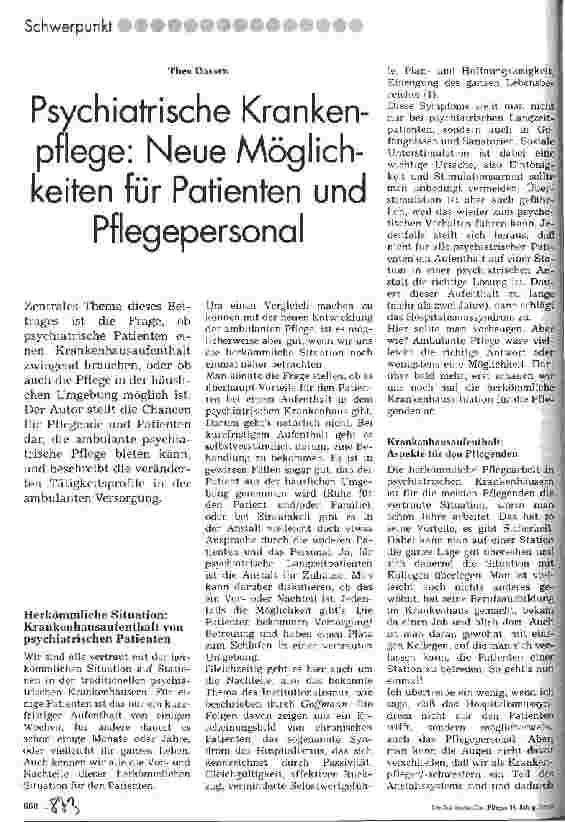 Vorschauseite 1: Psychiatrische Krankenpflege: Neue Möglichkeiten für Patienten und Pflegepersonal