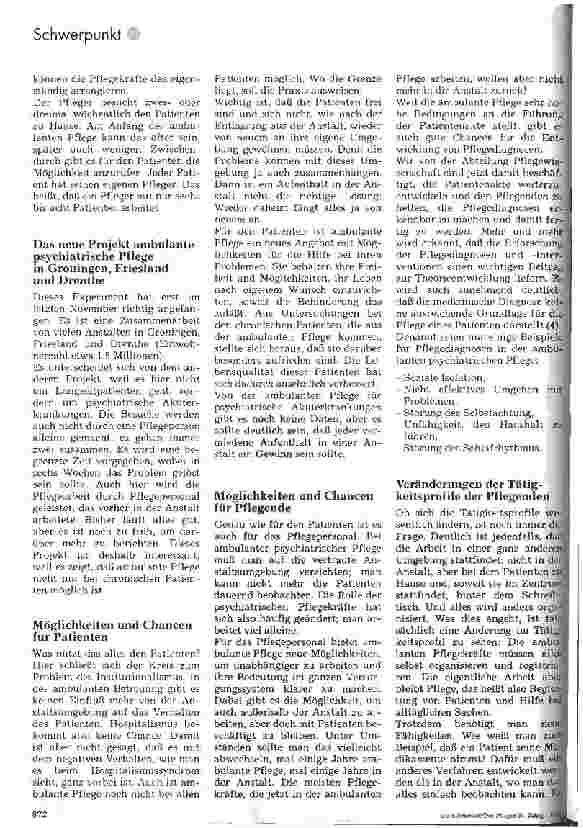 Vorschauseite 3: Psychiatrische Krankenpflege: Neue Möglichkeiten für Patienten und Pflegepersonal