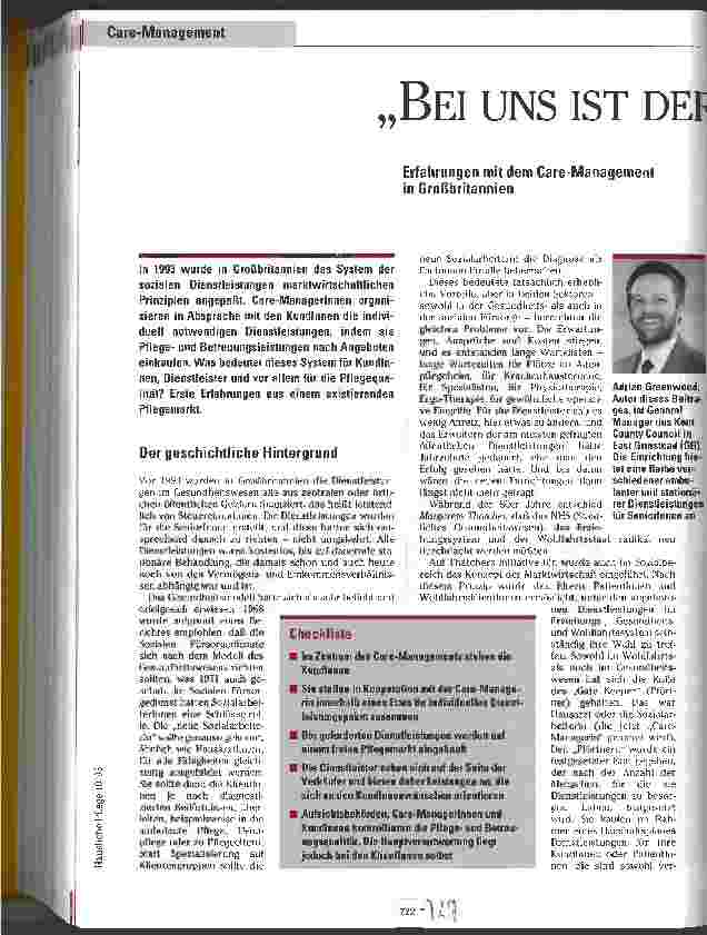 Vorschauseite 1: Bei uns ist der Kunde König. .. Erfahrungen mit dem Care-Management in Großbritannien