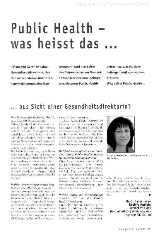 Vorschauseite 1: Public Health -was heisst das ...