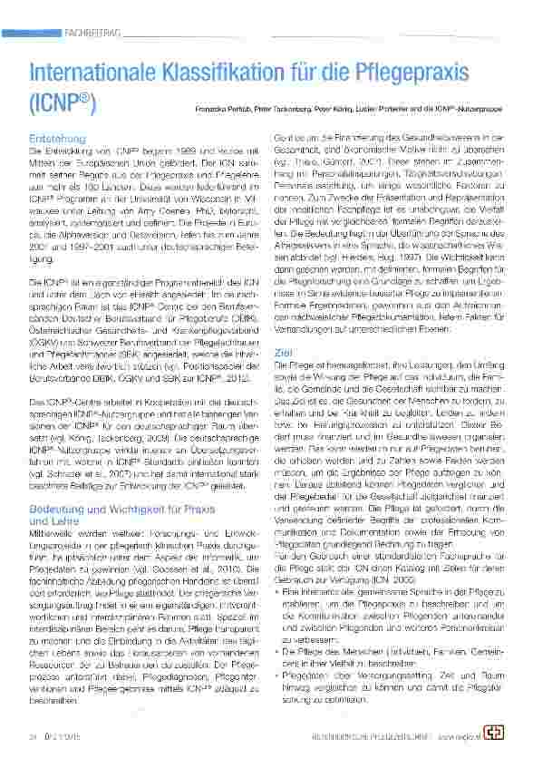 Vorschauseite 1: Internationale Klassifikation für die Pflegepraxis (ICNP®)