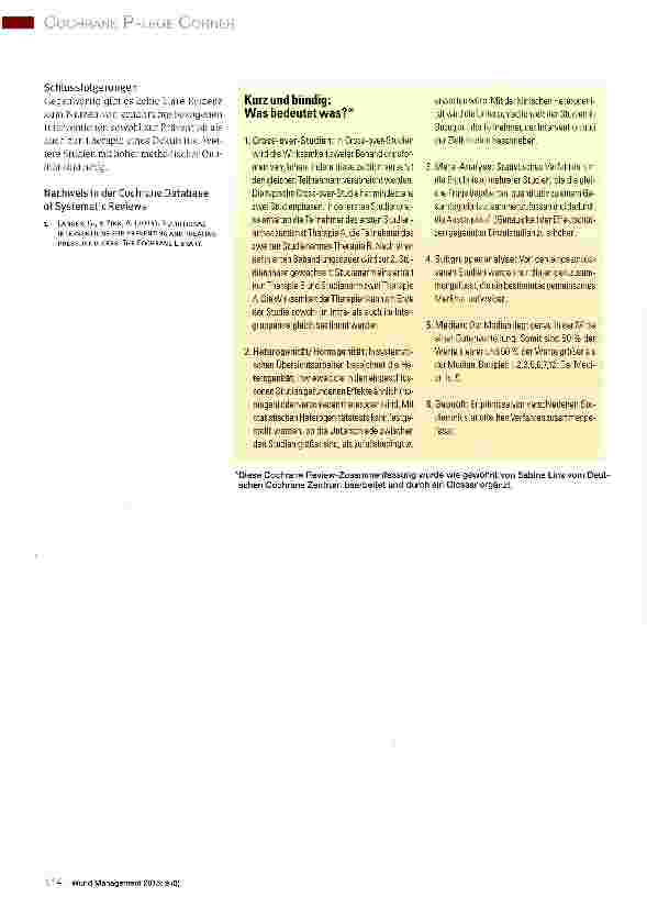 Vorschauseite 2: Cochrane Pflege Corner Nahrungsbezogene Interventionen zur Prävention und Therapie eines Dekubitus