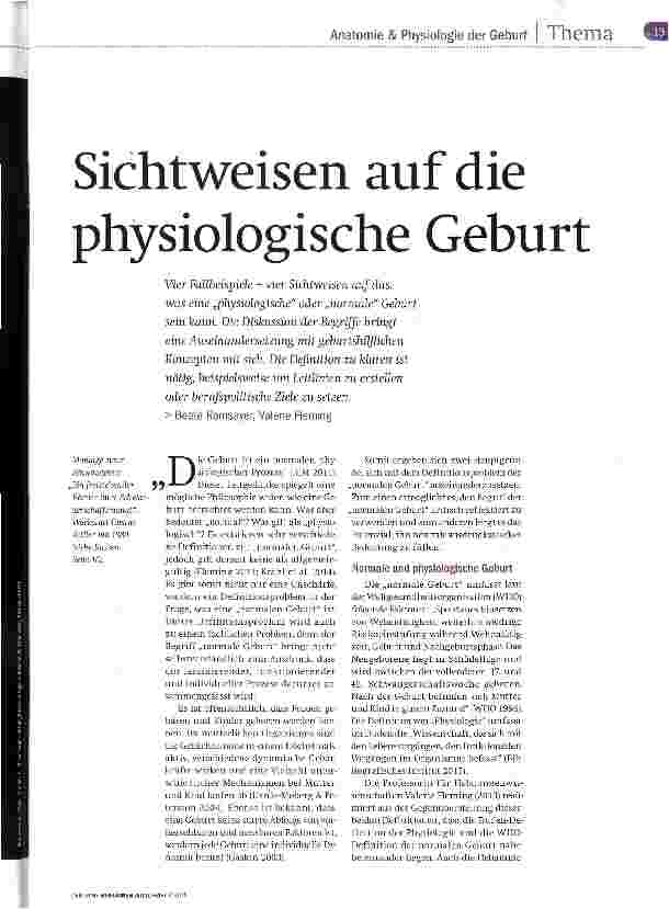 Vorschauseite 2: Sichtweisen auf die physiologische Geburt
