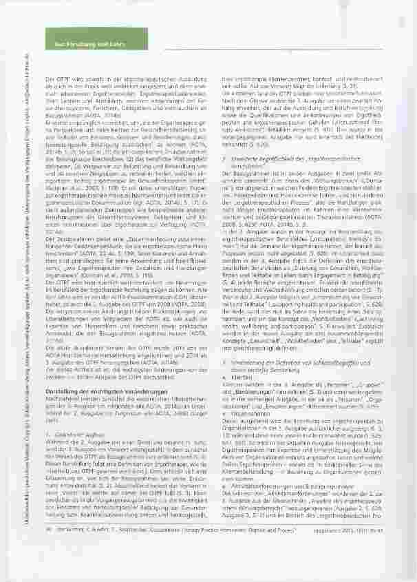 Vorschauseite 2: Revision des „Occupational Therapy Practice Framework: Domain and Process. Die wichtigsten Änderungen von der 2. zur 3. Ausgabe