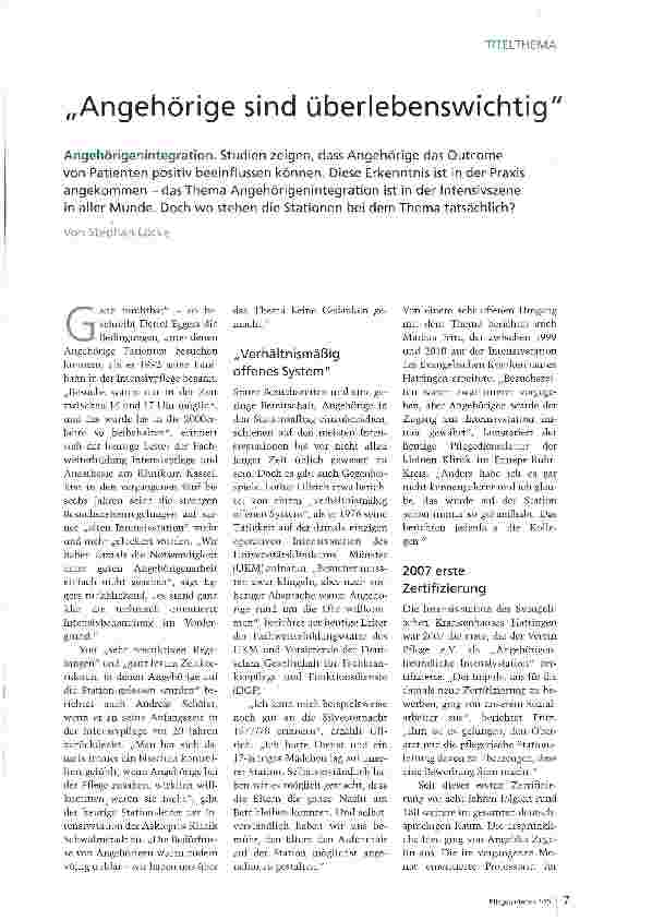Vorschauseite 2: Angehörige sind überlebenswichtig
