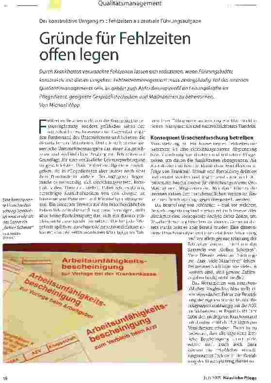 Vorschauseite 1: Gründe für Fehlzeiten offen legen