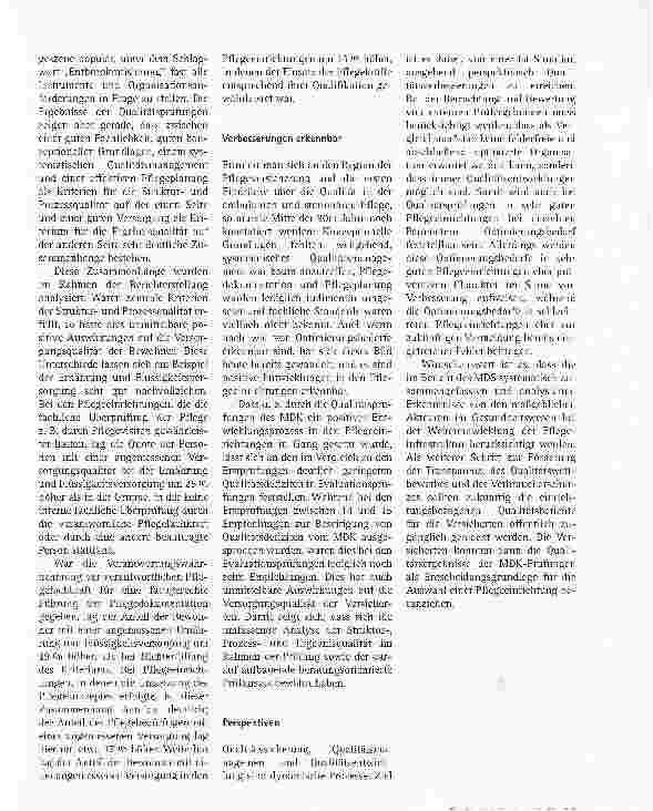 Vorschauseite 4: Qualität in der PflegePositive Tendenzen und Optimierungsbedarf