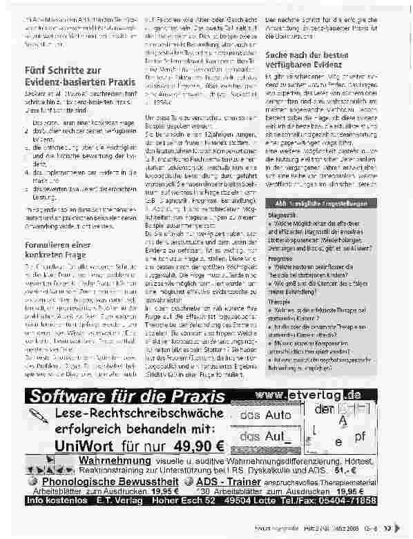 Vorschauseite 2: Erste Schritte hin zu einer Evidenz-basierten Praxis (EBP)