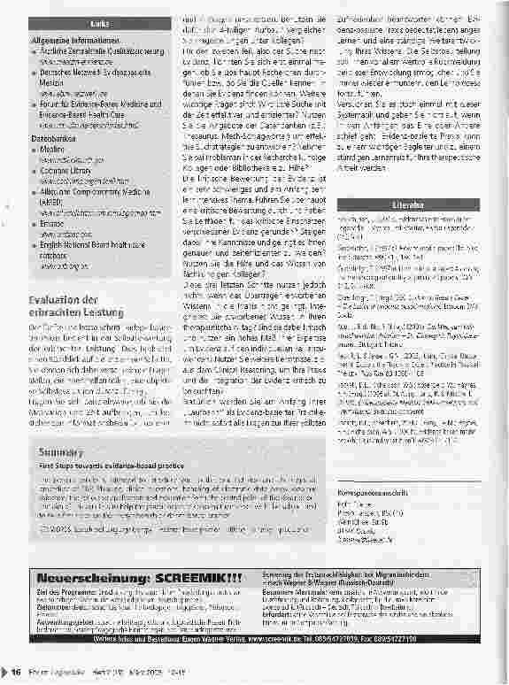Vorschauseite 5: Erste Schritte hin zu einer Evidenz-basierten Praxis (EBP)