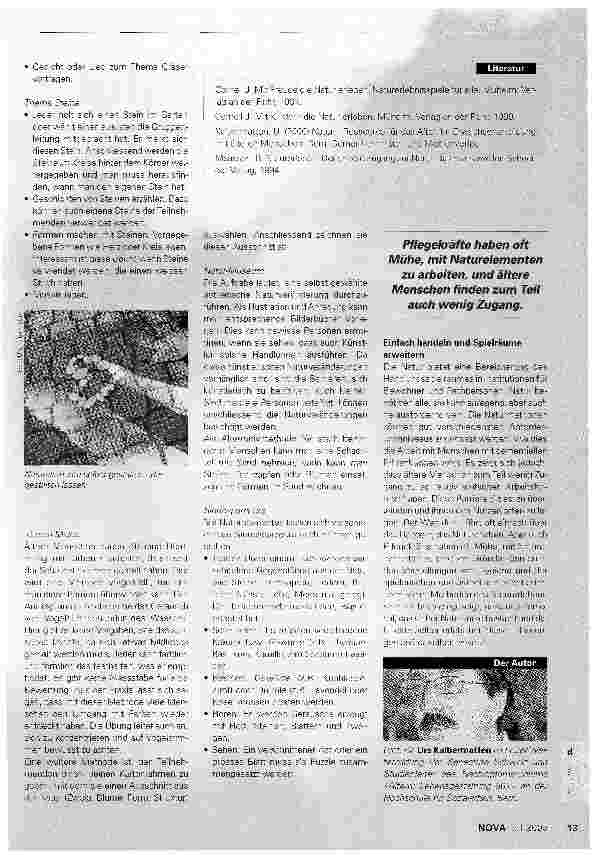 Vorschauseite 4: Begegnung mit der Natur. Arbeit mit Naturelementen in der Pflege