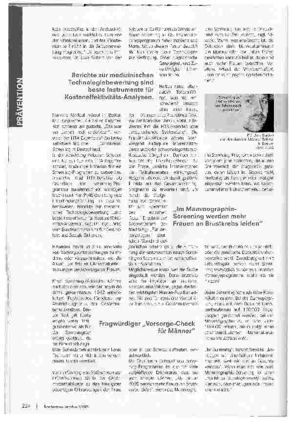 Vorschauseite 3: Es gibt keinen Zwang fürs ScreeningDisput um Sinn und Unsinn von Vorsorgeprogrammen entbrannt