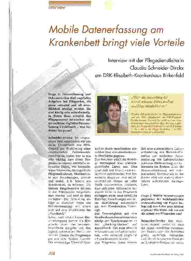 Vorschauseite 1: Mobile Datenerfassung am Krankenbett bringt viele Vorteile