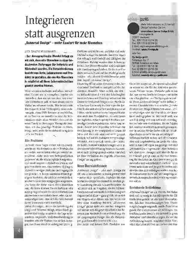 Vorschauseite 1: Integrieren statt ausgrenzen. Universal Design - mehr Komfort für mehr Menschen