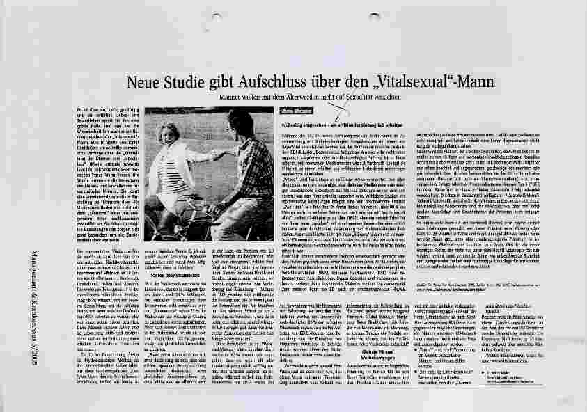Vorschauseite 1: Neue Studie gibt Aufschluss über den Vitalsexual-MannMänner wollen mit dem Älterwerden nicht auf Sexualität verzichten